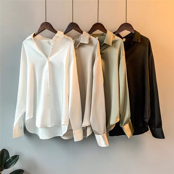 Hippy Swag Tops - Ladies satin dress shirts